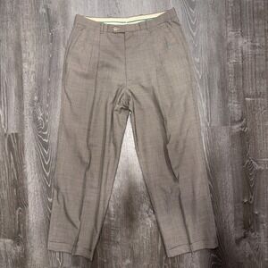 Vtg Greg Peters 34x29 Checkered 100% Wool Pleated Cuffed High Waist Dress Pants